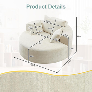 Fauteuil baril en mousse surdimensionné, fauteuil en chenille compressible avec appui-tête et coussins pour salon/chambre, aucun assemblage requis - Product Image 2