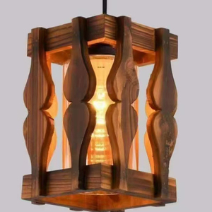 Moderna sala da pranzo interna minimalista lampada a sospensione calda bianca quadrata in legno e vetro decorazione rustica (1200) - Product Image 4