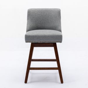 Taburetes de Bar giratorios de altura de mostrador DB 26 ''H altura del asiento Taburetes de Bar tapizados de Tela Gris Conjunto 2 hierro para cocina comedor - Product Image 2