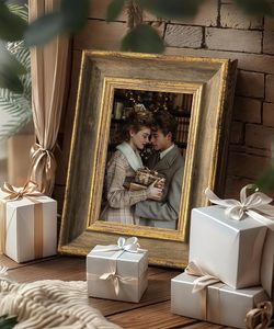 Marco de Fotos de <span class=keywords><strong>Madera</strong></span> Elegante Grabado con Láser Personalizado, Color Dorado, <span class=keywords><strong>para</strong></span> Bodas, Aniversarios, Regalos Promocionales Corporativos, Venta al Por Mayor - Product Image 5