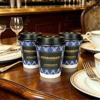 Gobelet en carton à double paroi pour café chaud, entièrement noir, écologique, recyclable, avec couvercle en PP, personnalisable avec logo, fourni par l'usine