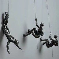 Sculpture murale créative en argent, artisanat en résine, ornements pour salon, décoration murale rétro pour restaurant