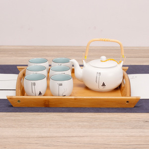Bamboo <b>Tea</b> <b>Tray</b> Double Ear Handle Serving <b>Tray</b> For <b>Tea</b> Set Hotel Use Carbonization Finish - Product Image 4