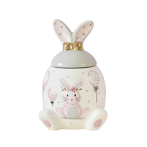 Mới Gốm Thỏ Jar Nhà cung cấp Cookie Jar lưu trữ thực phẩm gốm kẹo Jar với nắp Gốm lưu trữ cho nhà bếp - Product Image 2