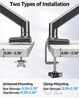 Bras de moniteur double 13 ''-34'' Support de moniteur double support de bureau pour moniteur