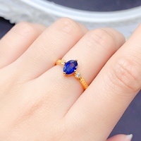 Factory Wholesale Japandi 925 Sterling Silver Natural Sapphire Ring Simple Stylish Fine Jewelry Wedding Anniversary Gift OEM ODM