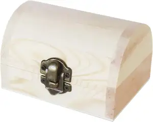 Grande boîte-cadeau de boîte de coffre au trésor en bois inachevée avec fermoir de verrouillage pour Mini boîte à bijoux de coffre au trésor en bois