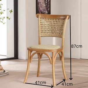 Sedia da pranzo in <span class=keywords><strong>Rattan</strong></span> e legno massello, sedia schienale per la casa, caffè per il tempo libero Chai - Product Image 1