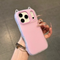 Coque de téléphone 2-en-1 en TPU et PC avec oreilles de chat mignonnes pour Mate 80 PRO MAX, couleurs Macaron, motifs personnalisés pour iPhone 17 Pro Max