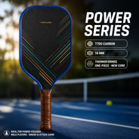 Raquette de pickleball en fibre de carbone Bronze-et-Vert Power Line T700 14 mm avec support OEM/ODM et certification USA Pickleball