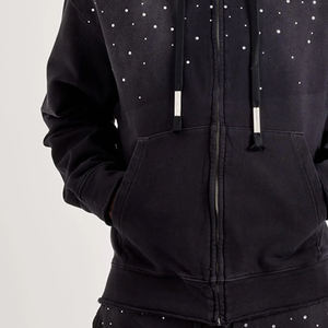 Survêtement Homme Personnalisé OEM Couleur Unie avec Strass, Style Décontracté Streetwear, Vêtement d'Hiver à Capuche Respirant et Séchage Rapide - Product Image 5
