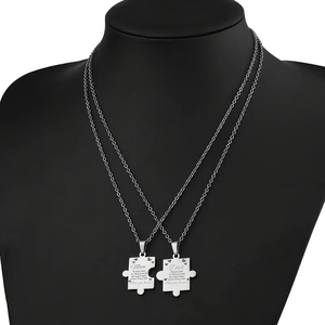 Collana Puzzle creativa in acciaio inossidabile di colore argento personalizzata collana di gioielli di moda per regali di ringraziamento <span class=keywords><strong>papà</strong></span> e <span class=keywords><strong>mamma</strong></span> - Product Image 4