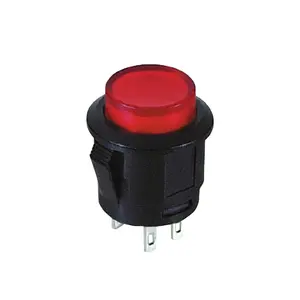 SCI Taiwan R13-523 Push Button Switch 1NO1NC Latch IP65 Protection LED Light Source On-Off Function Black Red 3A-5A 125V-250V
