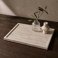 Plateau de rangement décoratif haut de gamme en marbre naturel multi-couche, de luxe contemporain, avec logo personnalisé STONEKOCC