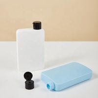 Bouteille vide en plastique HDPE plate carrée de 150 ml et 200 ml pour lotion de douche, shampoing et après-shampoing avec bouchon à clapet
