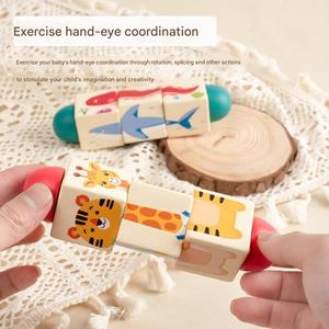 Gioco in Legno per Bambini, <span class=keywords><strong>Puzzle</strong></span> Rotante con Blocchi, Animali dell'Oceano e della Foresta, Blocchi da Costruzione per Bambini Piccoli - Product Image 3