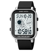 Montre digitale Skmei 1971 à thème spatial, en gel de silice, chrono, étanche, Relojes-hombr en gros, montre de sport pour hommes