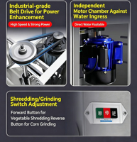 Hoge Efficiëntie Riemaangedreven Anti-verstopping Fruit- en Groentevermaler met RVS-emmer voor zoete ranken, gras en veevoer