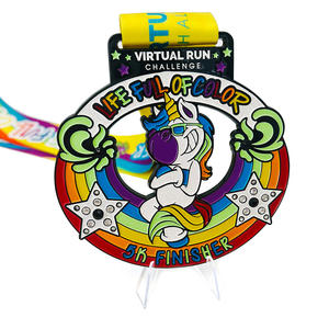 ميدالية منافسة عالية الجودة شعار مخصص ميدالية معدنية للركض بريق تأثير المينا للنساء ماراثون لياقة بدنية فييستا - Product Image 2