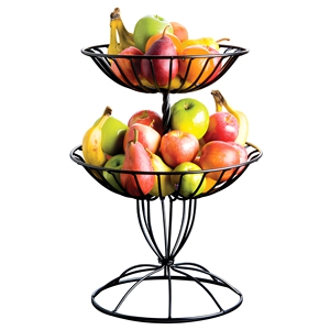 2 Tier Metal Fruit <b>Basket</b> <b>Stand</b> for Kitchen Countertop Dining Table <b>Vegetable</b> Storage Organizer Black - Product Image 1