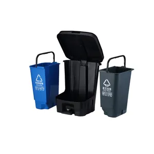 16L Swing Cover Outdoor Street Dual Dustbin Plastic Stackable Recycling Garbage Waste Bins Trash Can