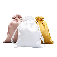 Sac en satin à cordon de serrage personnalisé avec logo imprimé, sac de luxe pour perruque, extensions de cheveux, vêtements en soie, chaussures, cadeau, sac de rangement anti-poussière