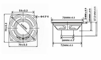 (3-024) Haut-parleur large bande de 3 pouces (79 mm) 15W/20W 4/8 Ohm, cône en fibre de verre, suspension en caoutchouc, haut-parleur portable haute sensibilité