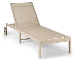 Chaise longue de jardin multi-positions en aluminium avec roues, en textilène renforcé pour extérieur et piscine - Product Image 2