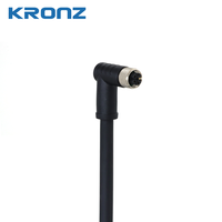 Connecteur d'alimentation femelle KRONZ M12 à 90 degrés, codage K, 5 broches, câble PVC noir, connecteur circulaire IP67, longueur de câble personnalisée, prise
