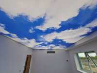 Plafonds tendus en membrane PVC avec cadre en aluminium bleu ciel rétroéclairé par LED, garantie de qualité, boîtes lumineuses, design architectural