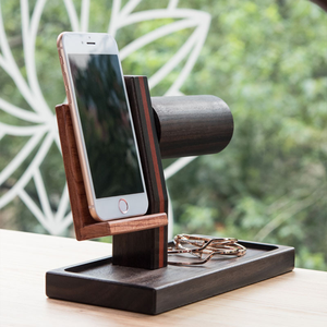 นาฬิกาไม้ขาตั้งโทรศัพท์มือถือชั้นเก็บเครื่องประดับแบบตั้งโต๊ะอเนกประสงค์ที่วางโทรศัพท์มือถือที่เก็บเครื่องประดับแบบสร้างสรรค์ชั้นวางเครื่องประดับ - Product Image 4