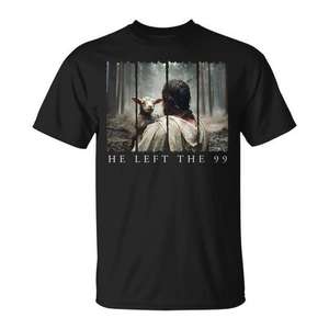 Camiseta He Left The 99 con versículo bíblico de Jesús, para hombre, color negro, talla mediana - Product Image 1