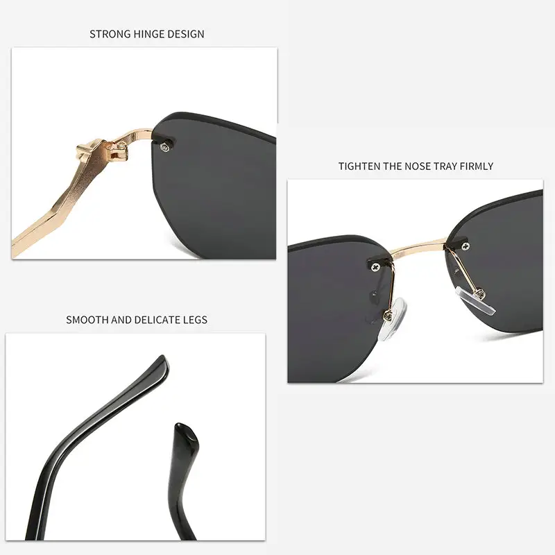 2024 không có vành Retro vuông kính mát nam hợp thời trang sang trọng tùy chỉnh Sun Glasses cho