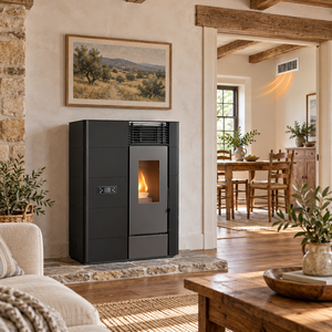 Stufa <span class=keywords><strong>a</strong></span> <span class=keywords><strong>Pellet</strong></span> per Riscaldamento Centralizzato con Kit Aria Calda, Sistema di Riscaldamento Centralizzato Multi-Stanza per Grandi Case e Ville - Product Image 1