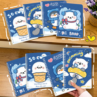 Carnet A5 à spirale motif pingouin mignon, journal ligné pour étudiant, agenda/agenda de haute qualité, petit cadeau, 50 feuilles
