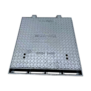 Tapa de alcantarilla cuadrada de hierro dúctil EN124 D400 de Tanzania con marco cuadrado, bisagra y junta negra personalizada para carreteras - Product Image 2