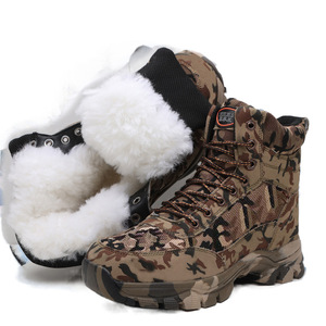 Botas de nieve de camuflaje para hombre, con forro de lana gruesa, a prueba de frío, para trabajo al aire libre, con cordones delanteros y tacón medio - Product Image 5