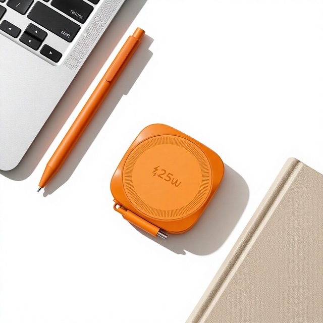 Portable 15W Magnetic Type-C Wireless Charger with Retractable Cable for Mobile Phone Earphone & Smart Watch