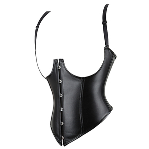 Hot <strong>Sale</strong> Plus Size <strong>Black</strong> Busk <strong>Leather</strong> Corset Top Straps Bustier Plus Size Corsets Underbust for <strong>Women</strong> - Product Image 2
