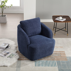 Boucle Upholstered Swivel Accent Barrel <b>Chair</b> 30.3W <b>Comfy</b> Round Single Sofa <b>Chair</b> 360 Degree Club Bucket <b>Chair</b> - Product Image 3