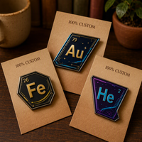 Badge personnalisé en émail dur, en fer, Table Périodique des 26 Éléments, Pin's de revers en métal, Science, Chimie, Vente en gros, Badges pour étudiants et loisirs
