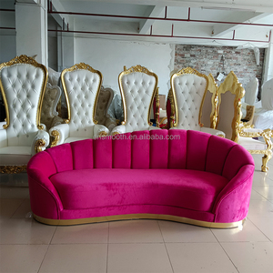Muebles <span class=keywords><strong>para</strong></span> Bodas, Sofá Moderno de Terciopelo Blanco con Patas Doradas Metálicas, Sofá <span class=keywords><strong>para</strong></span> Bodas - Product Image 6
