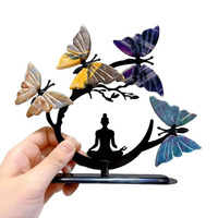 Juego de Alas de Mariposa de Cristal al por Mayor, Artesanía de Cristal de Alta Calidad, Modelo de Piedra Feng Shui Hecho a Mano Natural para Uso Decorativo