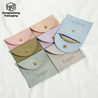 Kantong Perhiasan Mikrofiber Model Snap Envelope Tekstur Suede Tas Penyimpanan Perhiasan Hot Stamping LOGO Tas Kemasan Aksesoris  Mendukung OEM
