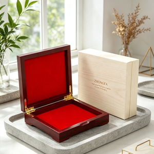 กล่องของขวัญไม้ MDF แบบกำหนดเอง พร้อมฝาปิดแบบมีบานพับ กล่องเก็บเครื่องประดับทรงสี่เหลี่ยมเล็ก กล่องนำเสนองานศิลปะพื้นบ้าน บรรจุภัณฑ์หรูหรา ตกแต่งสวยงาม - Product Image 2