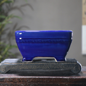 Maceta de Cerámica para Bonsái, Cuadrada, con Patrón de Meandro, Borde Cónico, para Escritorio - Product Image 3