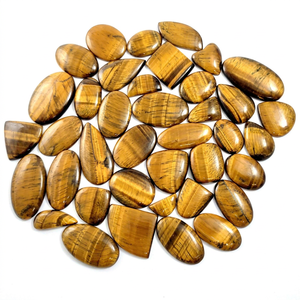 Vente en gros de cabochons en œil de tigre naturel, lisses, semi-précieux, cristal de guérison, pierre précieuse jaune pour bijoux - Product Image 1