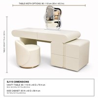 Ensemble coiffeuse deux pièces avec commode à 3 tiroirs, miroir LED, finition gris blanc brillant, table de toilette à fermeture douce pour chambre à coucher et décoration intérieure