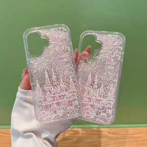 Funda para Teléfono con Diseño de Castillo de Fuegos Artificiales y Arena Movediza Plateada para iPhone 11 13 15 16 Pro Max, Carcasa Protectora Antigolpes - Product Image 5