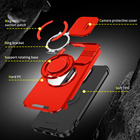 Coque pour Redmi 15C avec cache-caméra coulissant, support anneau, protection robuste antichoc pour Redmi 15, 14C, A7 Pro, A5
